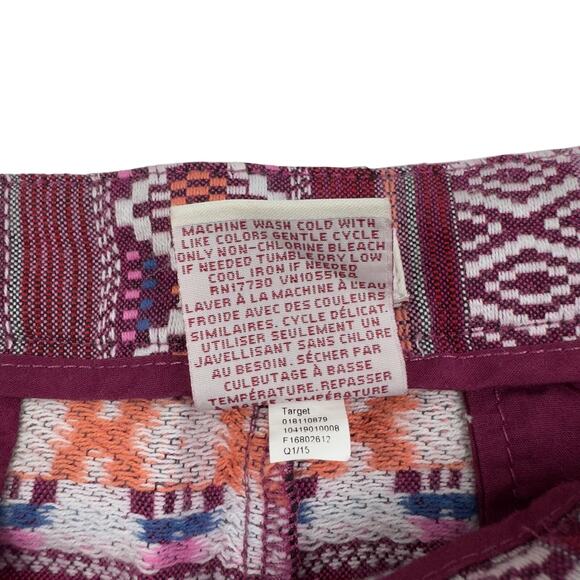 Merona Aztec Southwestern Textile Flat Front Shorts Women's Size 16 - Picture 4 of 4